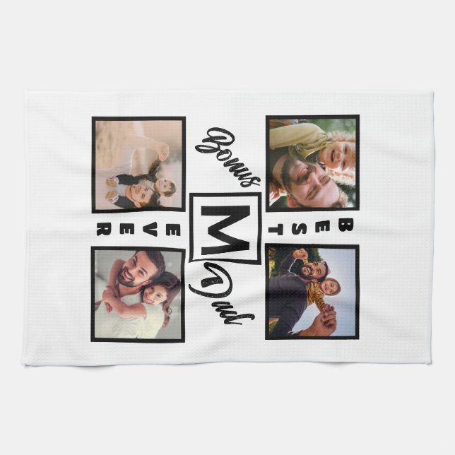 Anpassningsbar Modern Bonus Pappa Stepdad 4 Photo  Kökshandduk (Horisontell)