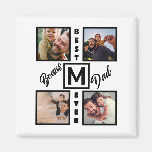 Anpassningsbar Modern Bonus Pappa Stepdad 4 Photo Magnet