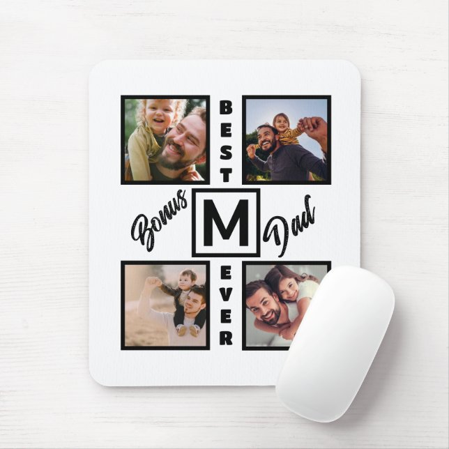 Anpassningsbar Modern Bonus Pappa Stepdad 4 Photo  Musmatta (Med mus)