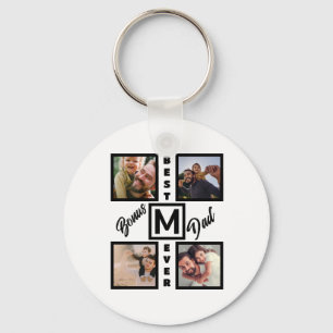 Anpassningsbar Modern Bonus Pappa Stepdad 4 Photo Nyckelring