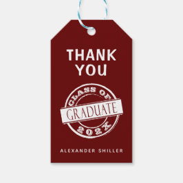 Anpassningsbar Modern Burgundy Student Tack Presentetikett