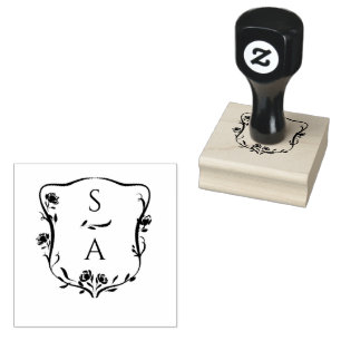 Anpassningsbar Modern Couple's Monogram Blommigt V Stämpel