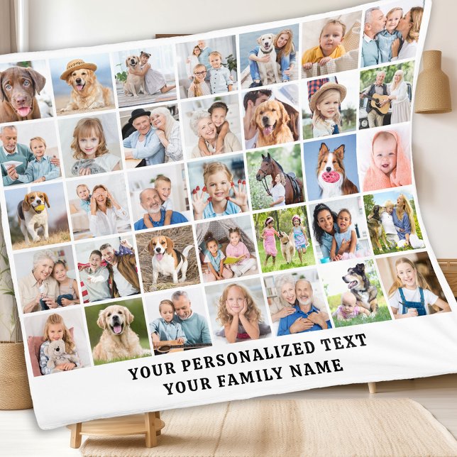 Anpassningsbar Modern Cute Family Gift 35 Photos C Fleecefilt (Skapare uppladdad)