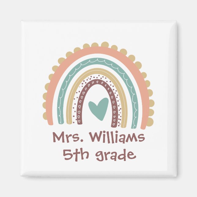 Anpassningsbar Modern Cute Rainbow Teacher Magnet (Framsidan)