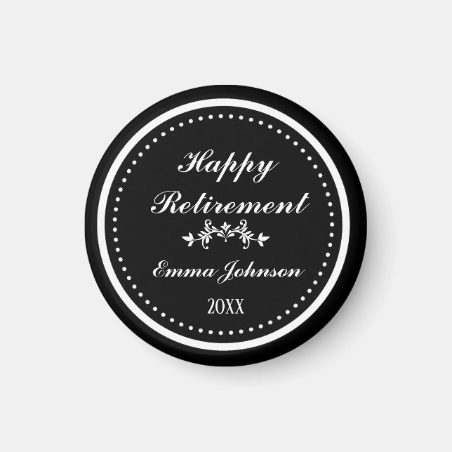 Anpassningsbar Modern Elegant Black&White Lycklig  Magnet (Framsidan)