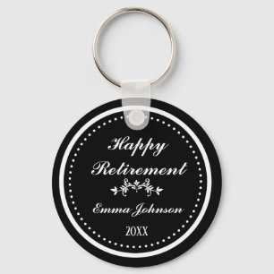 Anpassningsbar Modern Elegant Black&White Lycklig Nyckelring