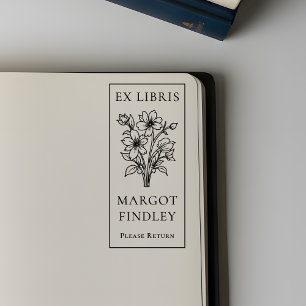 Anpassningsbar Modern Elegant Blommigt Ex Libris B Självfärgande Stämpel