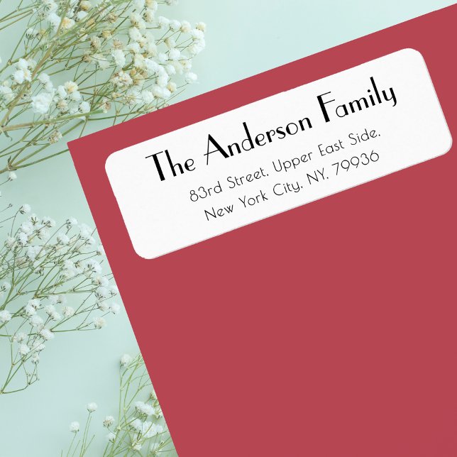 Anpassningsbar Modern Elegant Enkel vit Returadres Returadress Etikett (Custom Modern Elegant Simple White Return Address Label)