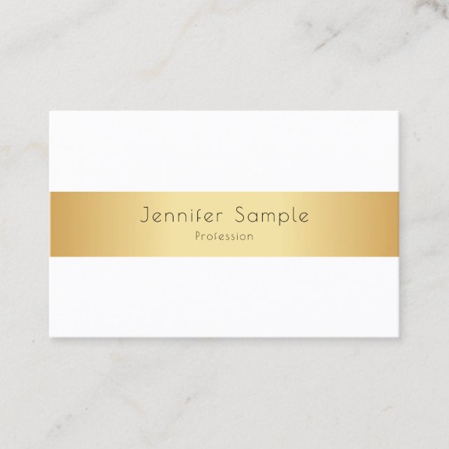 Anpassningsbar Modern Elegant Faux Guld White-mall Visitkort (Framsida)