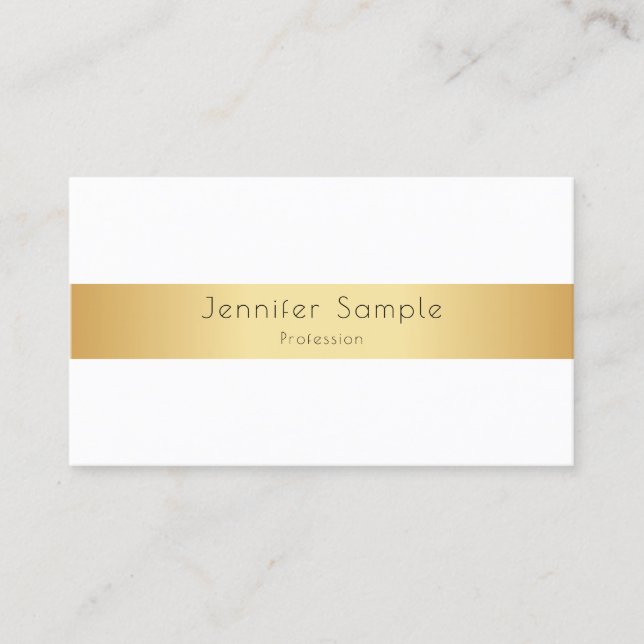 Anpassningsbar Modern Elegant Guld White-mall Visitkort (Framsida)