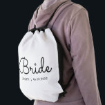 Anpassningsbar Modern Elegant - mallhandsbild Gympapåse<br><div class="desc">Handskript Text Elegant Modern Anpassningsbar Template Womens Bridesmaid Bride Bröllop Bachelorette Gifts / Bags & Wallets / Backpacks / White Drawstring Bag.</div>