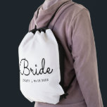 Anpassningsbar Modern Elegant - mallhandsbild Gympapåse<br><div class="desc">Handskript Text Elegant Modern Anpassningsbar Template Womens Bridesmaid Bride Bröllop Bachelorette Gifts / Bags & Wallets / Backpacks / White Drawstring Bag.</div>