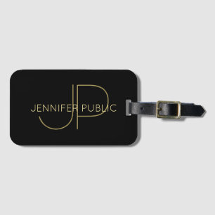 Anpassningsbar Modern Elegant Monogram Guld-mall Bagagebricka