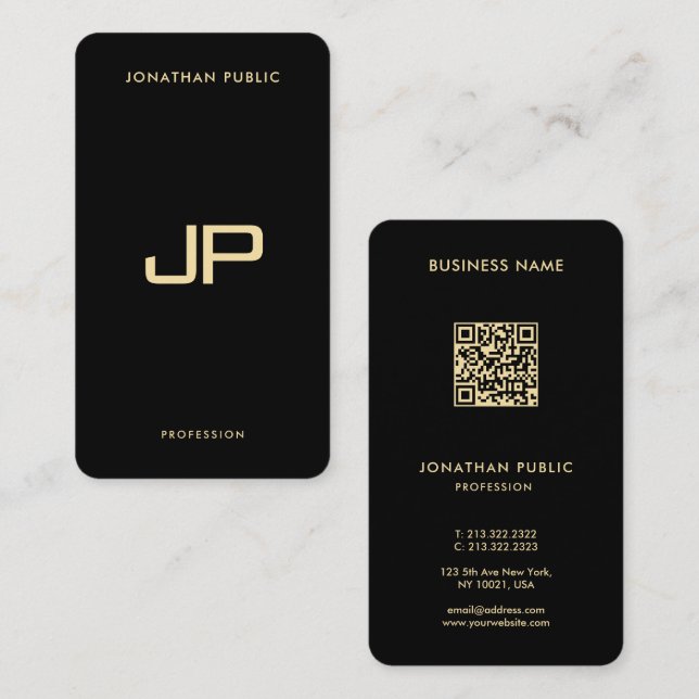 Anpassningsbar Modern Elegant QR-kodmall Luxuriös Visitkort (Fram/baksida)