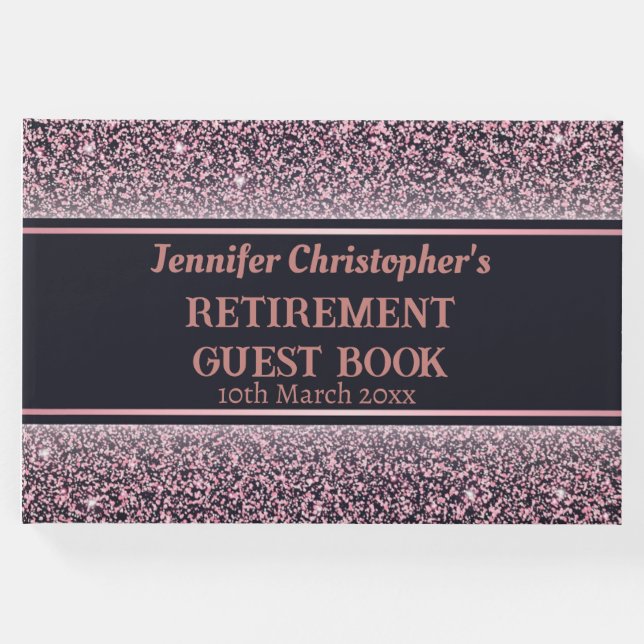 Anpassningsbar Modern Elegant Svarta Ro Guld Pensi Gästböcker (Framsida)