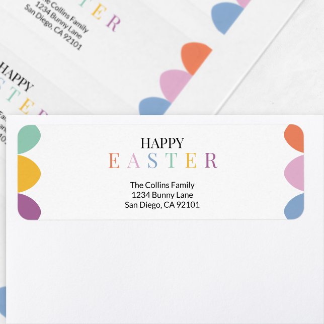 Anpassningsbar Modern Enkla färgstarka ägg Cute På Returadress Etikett (Custom Modern Simple Colorful Eggs Cute Easter Label)