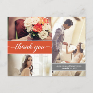 Anpassningsbar modern Fall Wedding Orange Photo Co Vykort