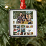 Anpassningsbar Modern Family 14 Photo Collage-mall Julgransprydnad Metall<br><div class="desc">Anpassningsbar Modern Family 14 Photo Collage Template. Anpassa den här unika familjedesignmallen med 14 foton och namn i familjen.</div>