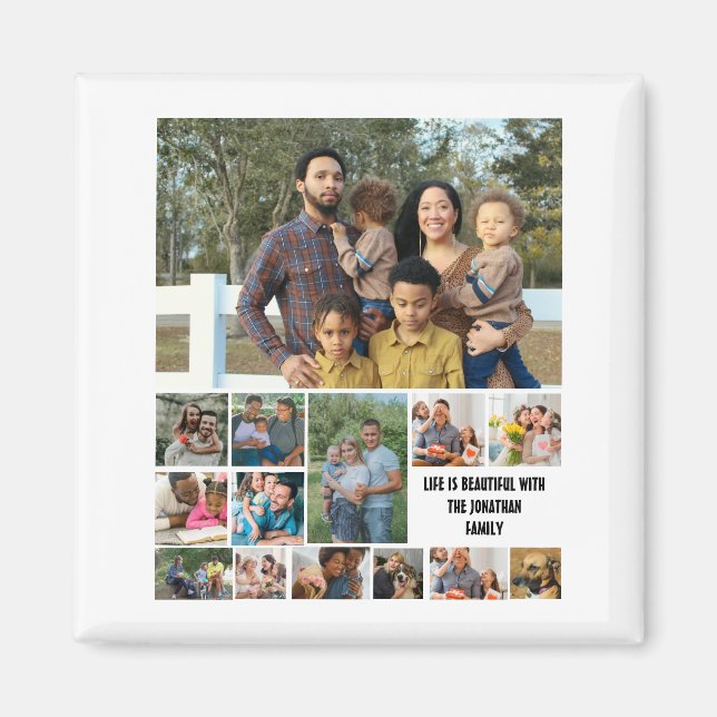 Anpassningsbar Modern Family 14 Photo Collage-mall Magnet (Framsidan)