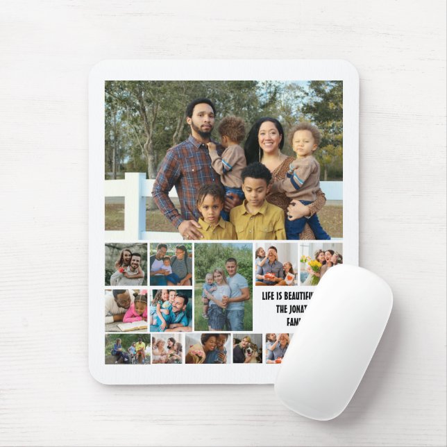 Anpassningsbar Modern Family 14 Photo Collage-mall Musmatta (Med mus)