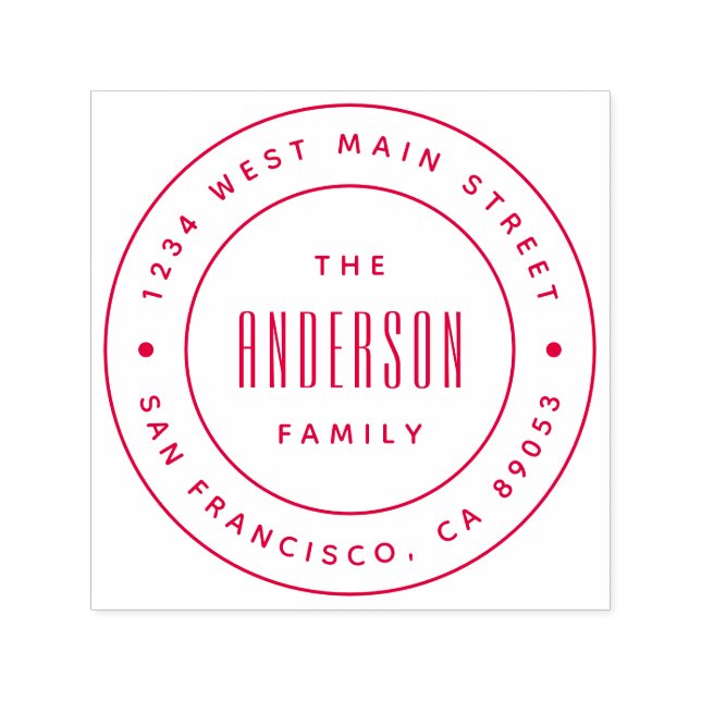 Anpassningsbar Modern Family Namn Round-Returadres Självfärgande Stämpel (Design)