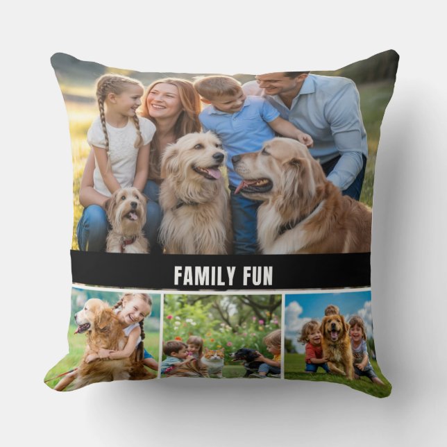 Anpassningsbar Modern FAMILY ROLIGT Photo Collage Kudde (Framsida)