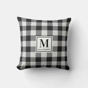 Anpassningsbar Modern Farmhouse Black and White Mo Kudde