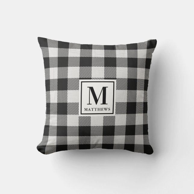 Anpassningsbar Modern Farmhouse Black and White Mo Kudde (Framsida)