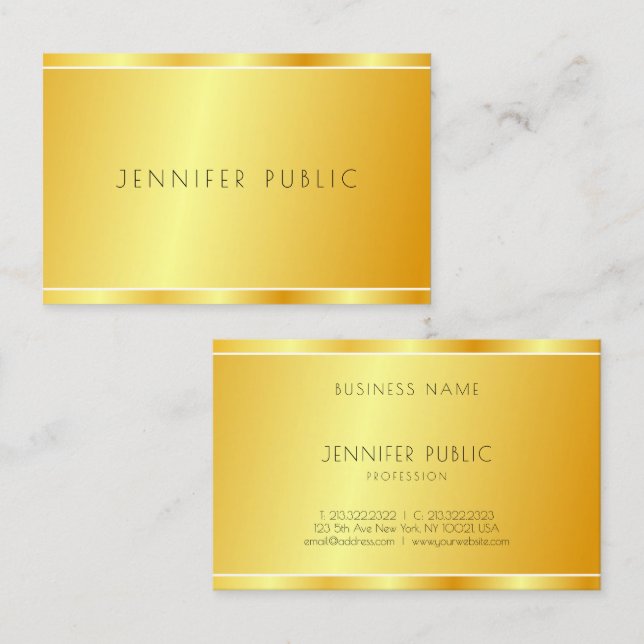 Anpassningsbar Modern Faux Guld Professionell Eleg Visitkort (Fram/baksida)