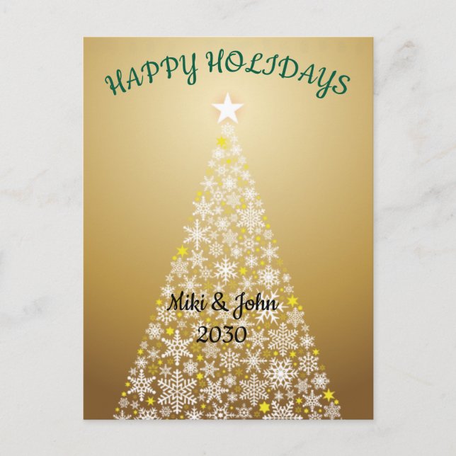 Anpassningsbar Modern Foil Guld julHoliday-vykort Helg Vykort (Framsida)