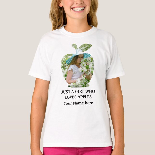 Anpassningsbar modern fotomall för äppelfrukt t shirt (Framsida)