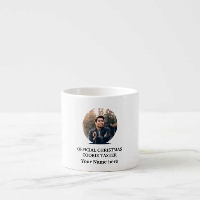 Anpassningsbar modern fotomall för julcookie espressomugg (Framsidan)