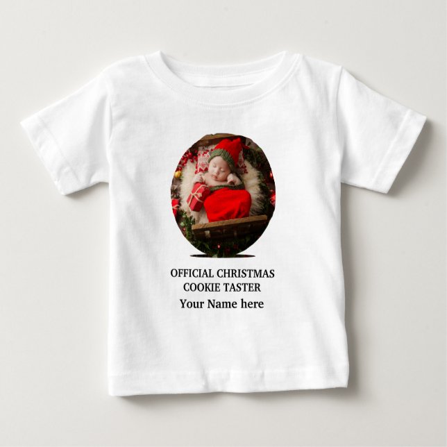Anpassningsbar modern fotomall för julcookie t shirt (Framsida)