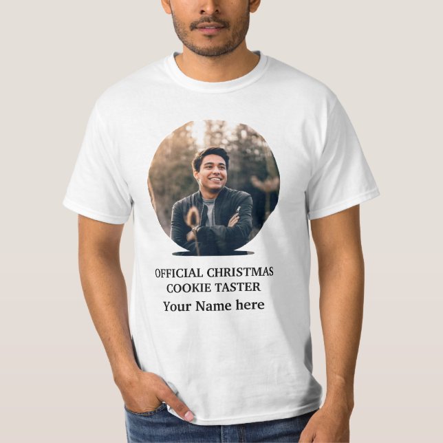 Anpassningsbar modern fotomall för julcookie t shirt (Framsida)