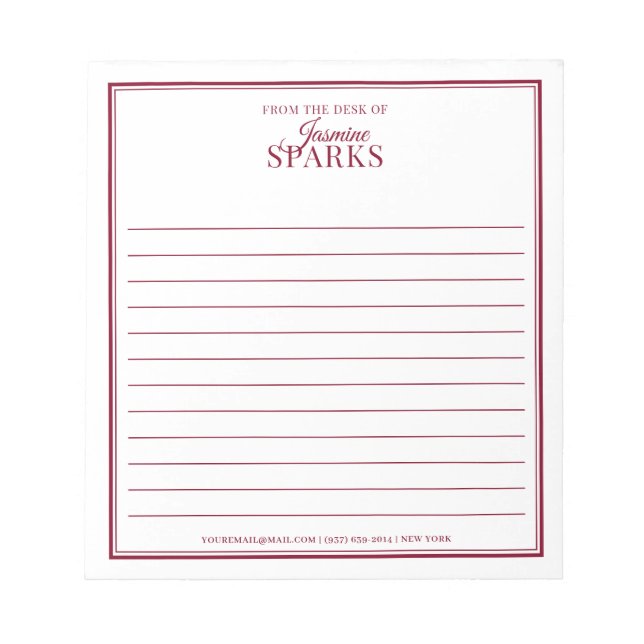 Anpassningsbar Modern från Namn-färgade skrivbord Anteckningsblock (Framsida)