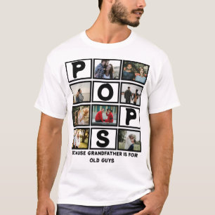 Anpassningsbar Modern Grandfather Pops 8 Photo Col T Shirt