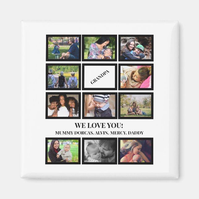 Anpassningsbar Modern Grandpa Fars dag 11 Photo Co Magnet (Framsidan)