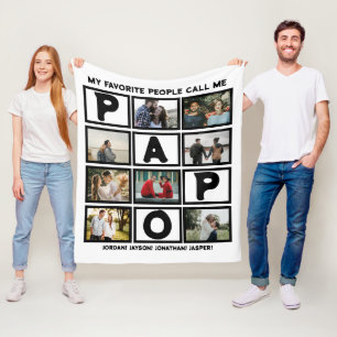 Anpassningsbar Modern Grandpa Papo 8 Photo Collage Fleecefilt