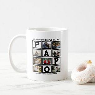 Anpassningsbar Modern Grandpa Papo 8 Photo Collage Kaffemugg