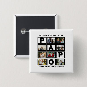 Anpassningsbar Modern Grandpa Papo 8 Photo Collage Knapp