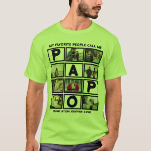 Anpassningsbar Modern Grandpa Papo 8 Photo Collage T Shirt