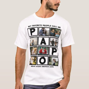 Anpassningsbar Modern Grandpa Papo 8 Photo Collage T Shirt