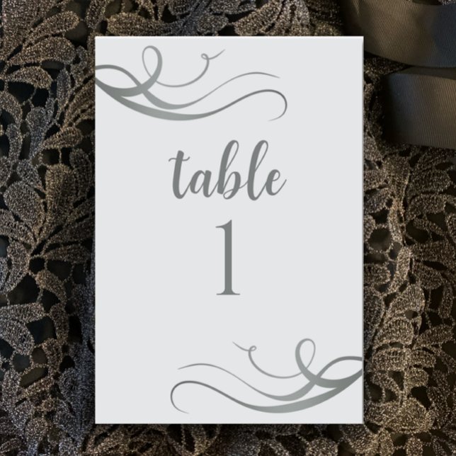 Anpassningsbar Modern Grått 25:e Bröllop-årsdagen  Bordsnummer (Create an elegant silver 25th wedding anniversary table with this modern custom table number.
)