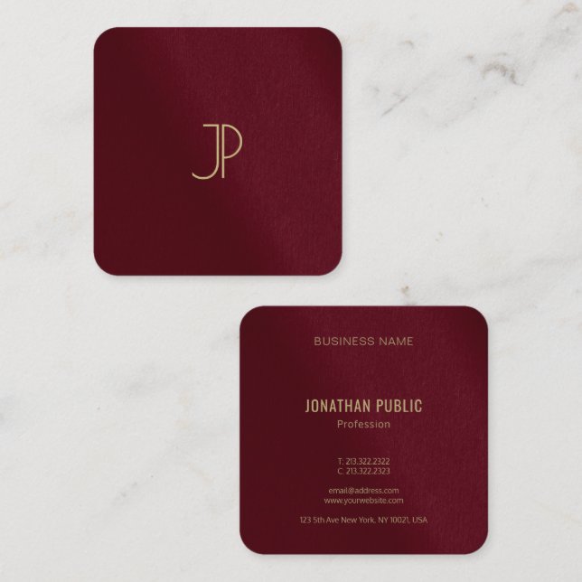 Anpassningsbar Modern Guld Färg-monogramlyx Fyrkantigt Visitkort (Fram/baksida)