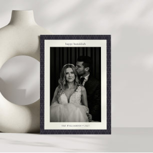 Anpassningsbar Modern Hanukkah Star Navy Blue Two  Julkort