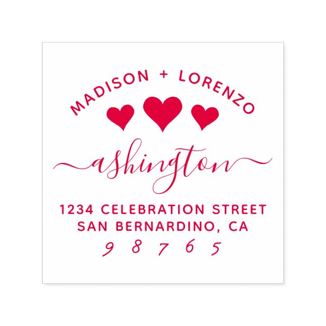 Anpassningsbar Modern Hearts Namn & Returadress Självfärgande Stämpel (Design)