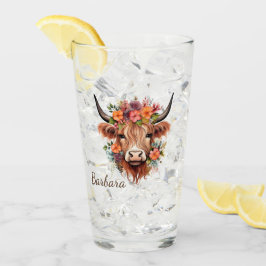 Anpassningsbar Modern Highland Cow Boho with Flowe Glaskopp