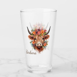 Anpassningsbar Modern Highland Cow Boho with Flowe Glaskopp
