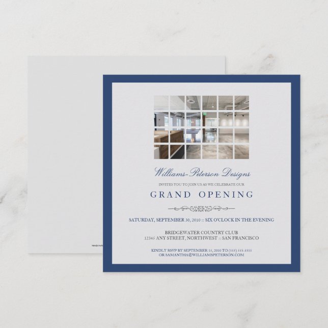 Anpassningsbar Modern inbjudan till Photo Grand Op (Fram/baksida)