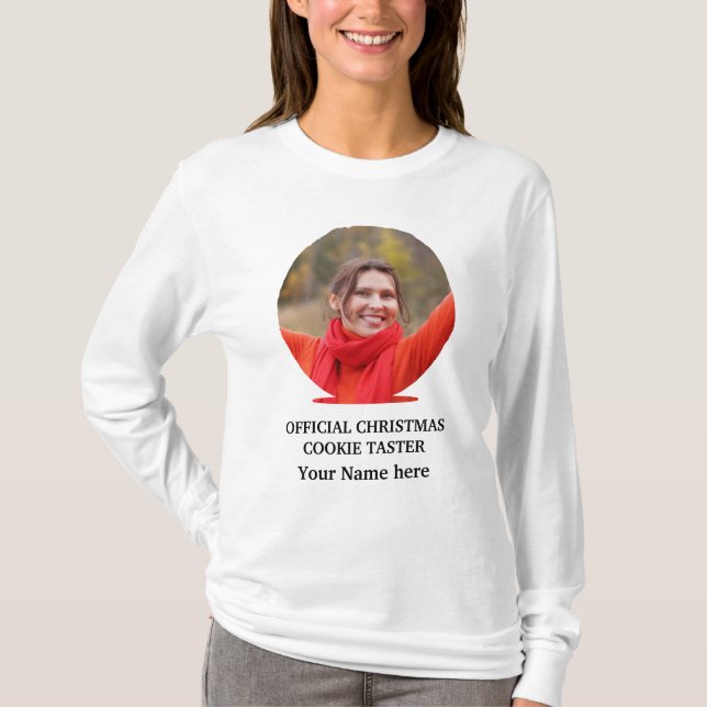 Anpassningsbar modern julcookie-fotomall T-Sh T Shirt (Framsida)